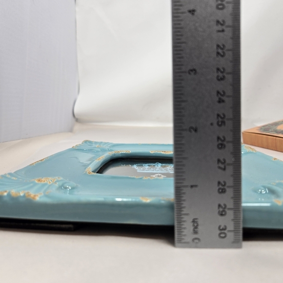 Concepts In Time Turquoise Distressed Ceramic Picture Frame 4x4 Farmhouse Rustic - Picture 11 of 12